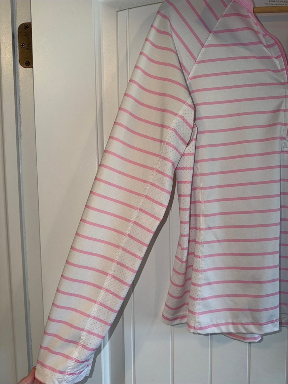 Vineyard Vines White and Light Pink Striped Half-Zip Pullover - Picture 3 of 7